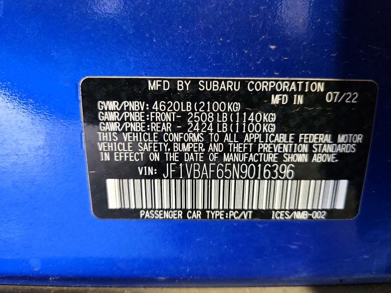 2022 SUBARU WRX PREMIUM 13