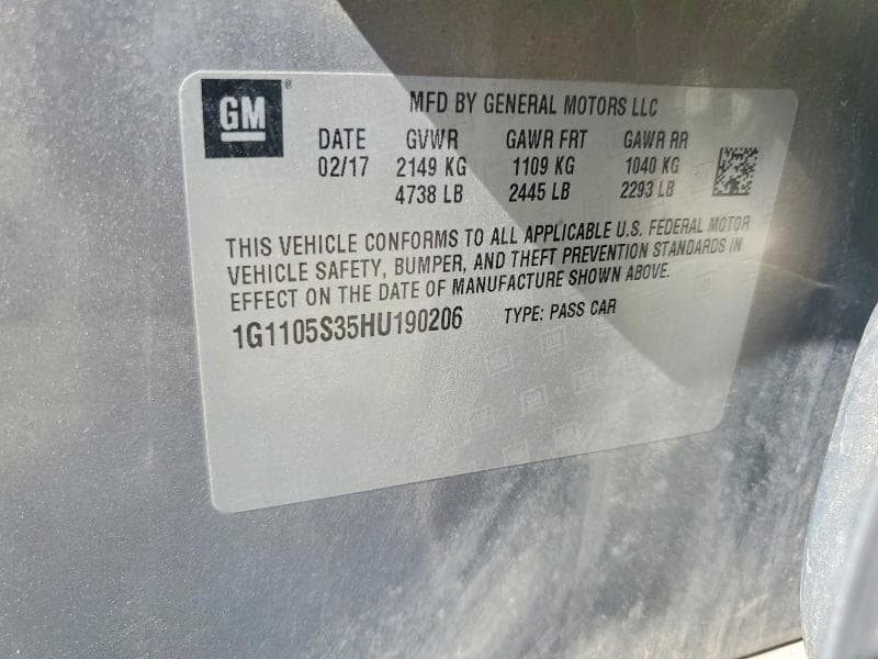 2017 CHEVROLET IMPALA LT 12