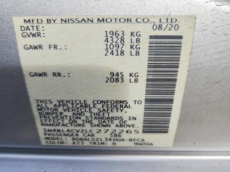 2020 NISSAN ALTIMA SR 13