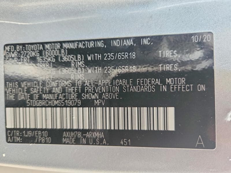 2021 TOYOTA HIGHLANDER HYBRID XLE 13