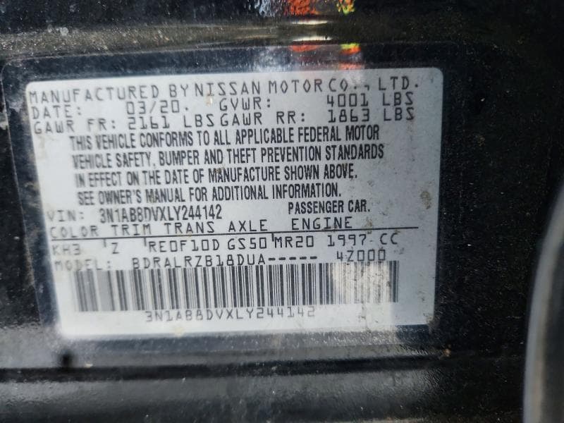 2020 NISSAN SENTRA SR 12