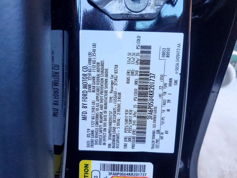 2019 FORD FUSION TITANIUM 12