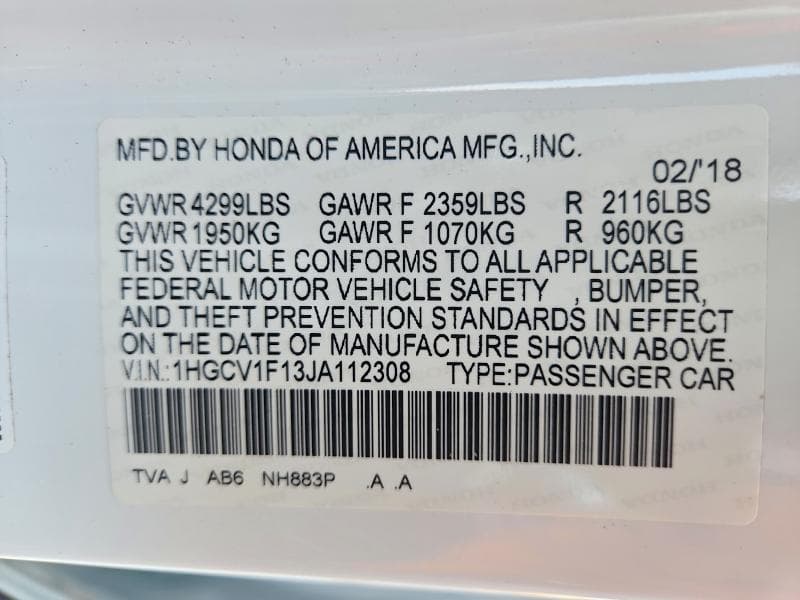 2018 HONDA ACCORD LX 12