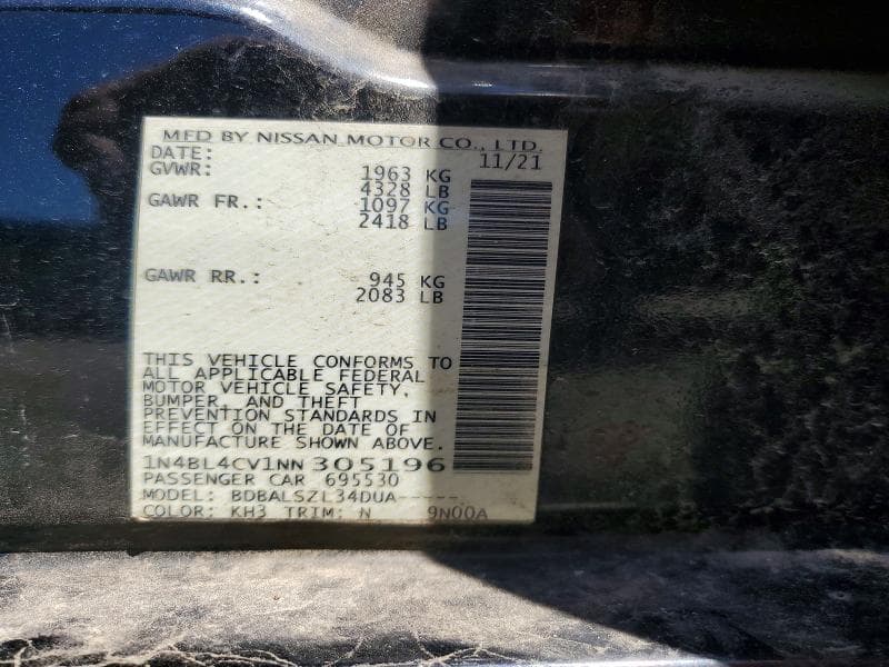 2022 NISSAN ALTIMA SR 12