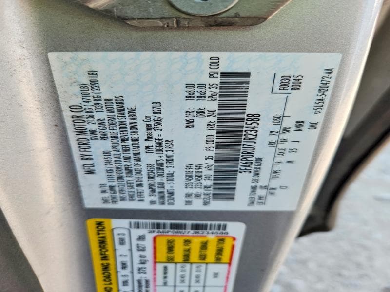 2018 FORD FUSION TITANIUM/PLATINUM HEV 12