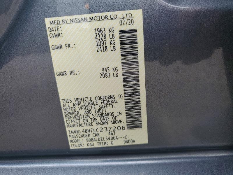 2020 NISSAN ALTIMA S 12