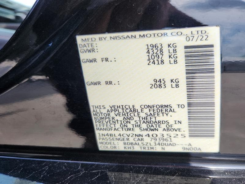 2022 NISSAN ALTIMA SR 12