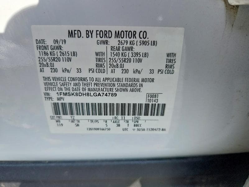 2020 FORD EXPLORER XLT 13