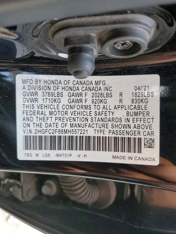 2021 HONDA CIVIC SPORT 12