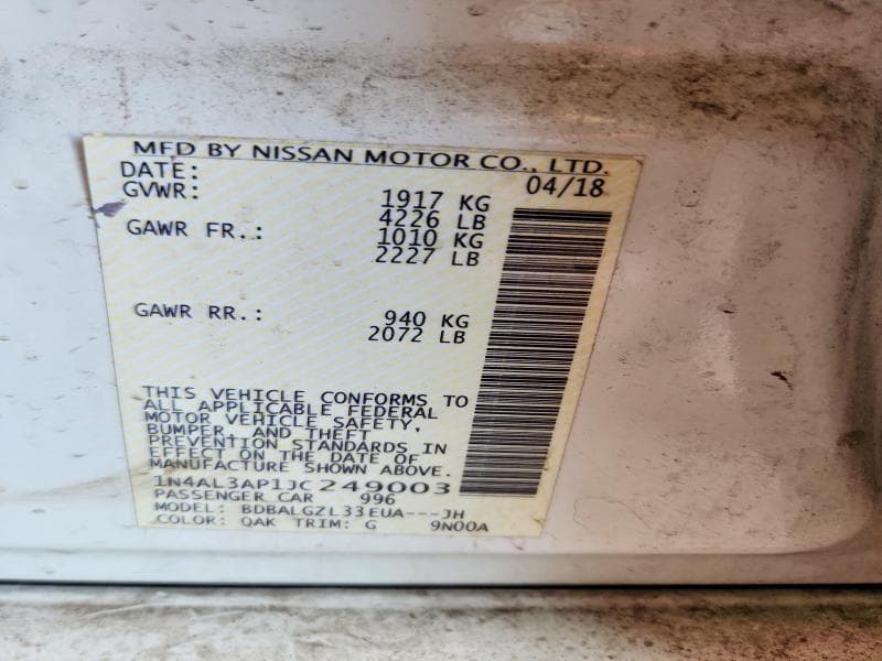 2018 NISSAN ALTIMA 2.5 S 12