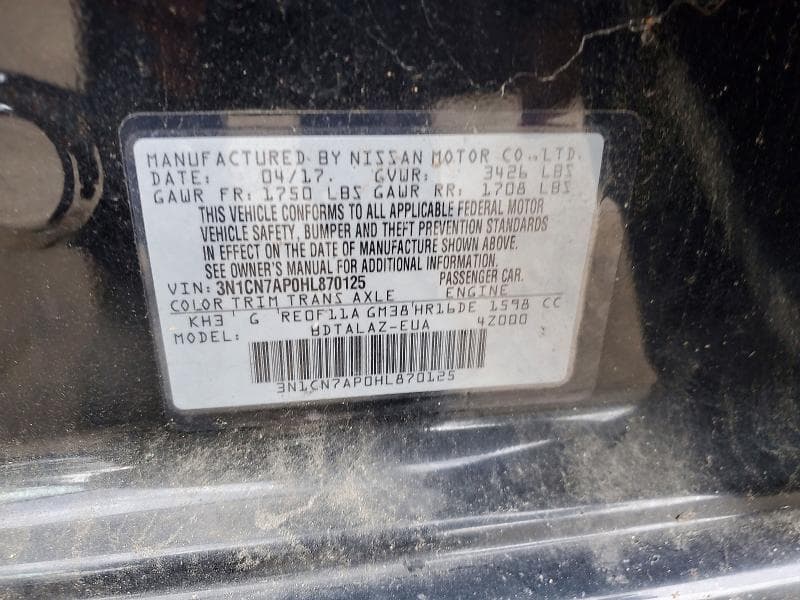2017 NISSAN VERSA 1.6 S PLUS 12