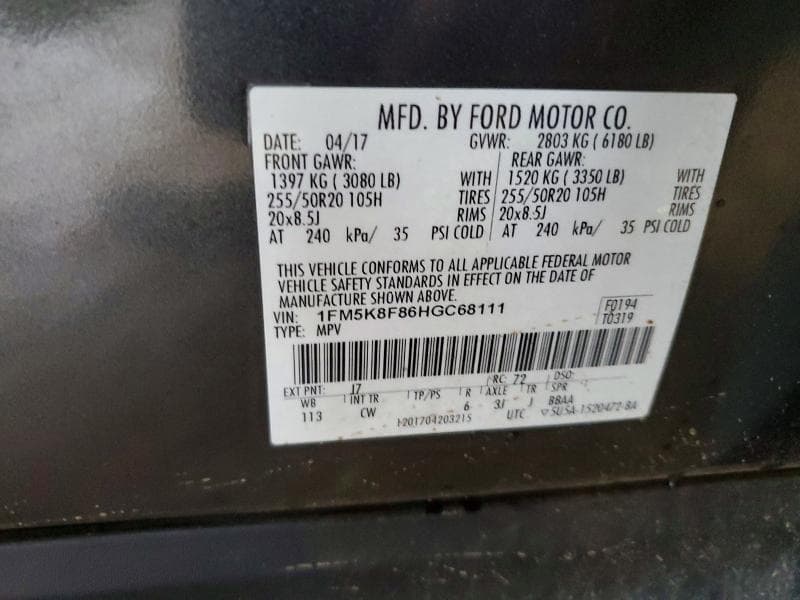 2017 FORD EXPLORER LIMITED 13