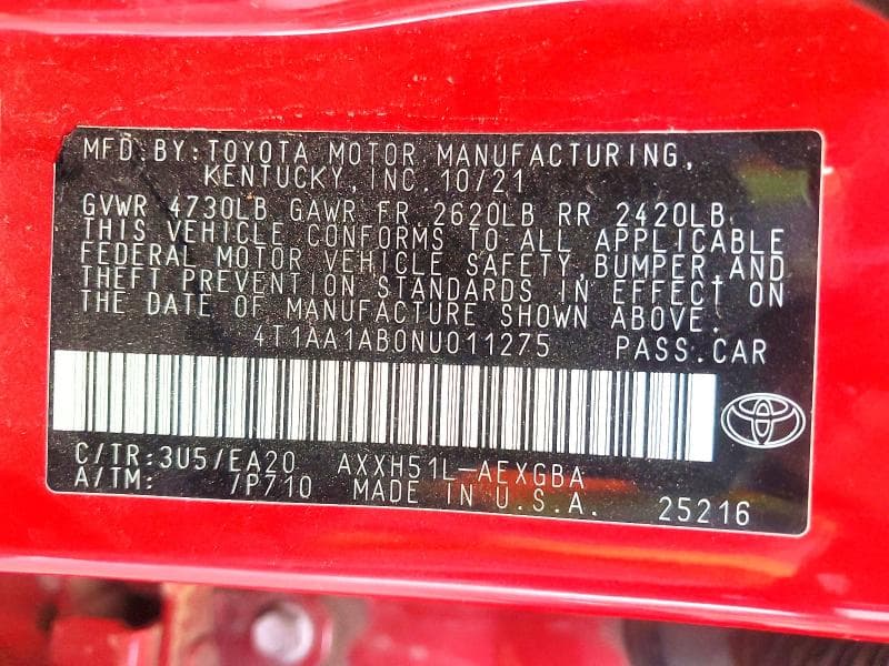 2022 TOYOTA AVALON XLE 13