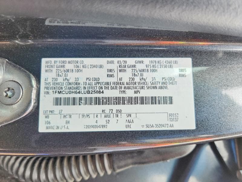 2020 FORD ESCAPE SEL 13