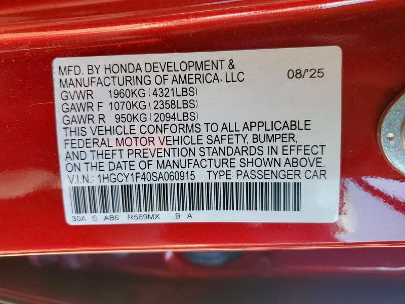 2025 HONDA ACCORD SE 12