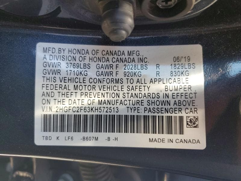 2019 HONDA CIVIC LX 12