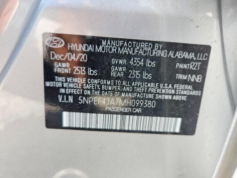 2021 HYUNDAI SONATA SEL 12