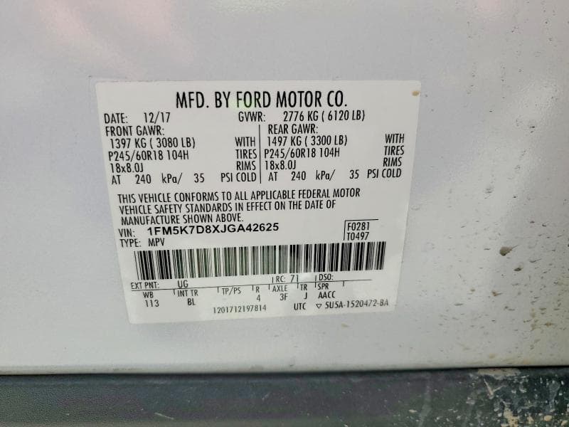 2018 FORD EXPLORER XLT 14
