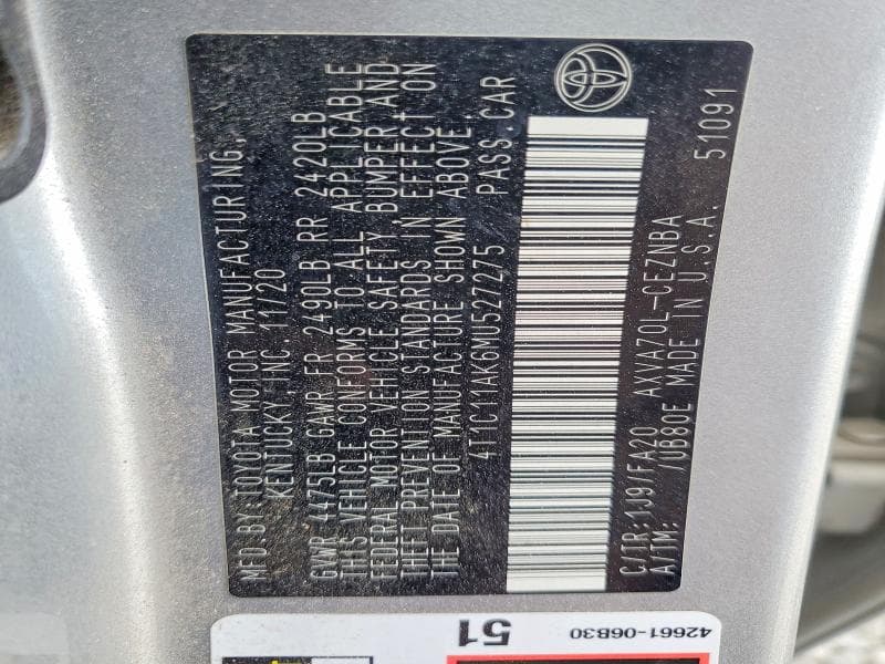 2021 TOYOTA CAMRY LE 13