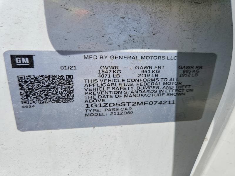 2021 CHEVROLET MALIBU LT 12