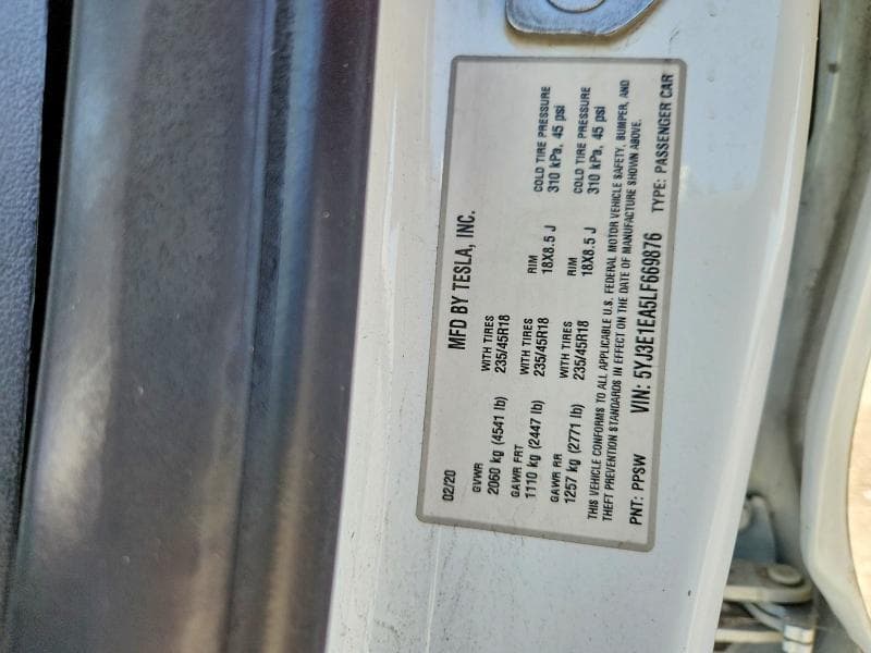 2020 TESLA MODEL 3 12