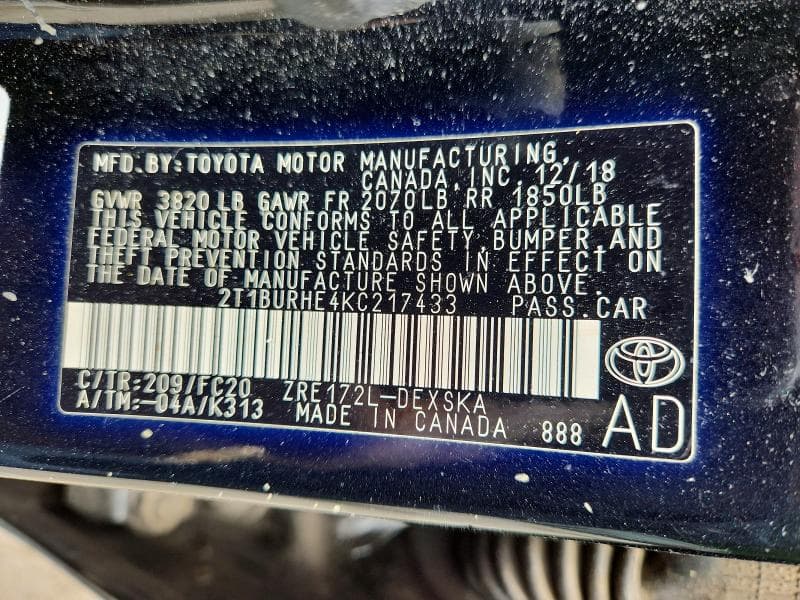 2019 TOYOTA COROLLA SE 13