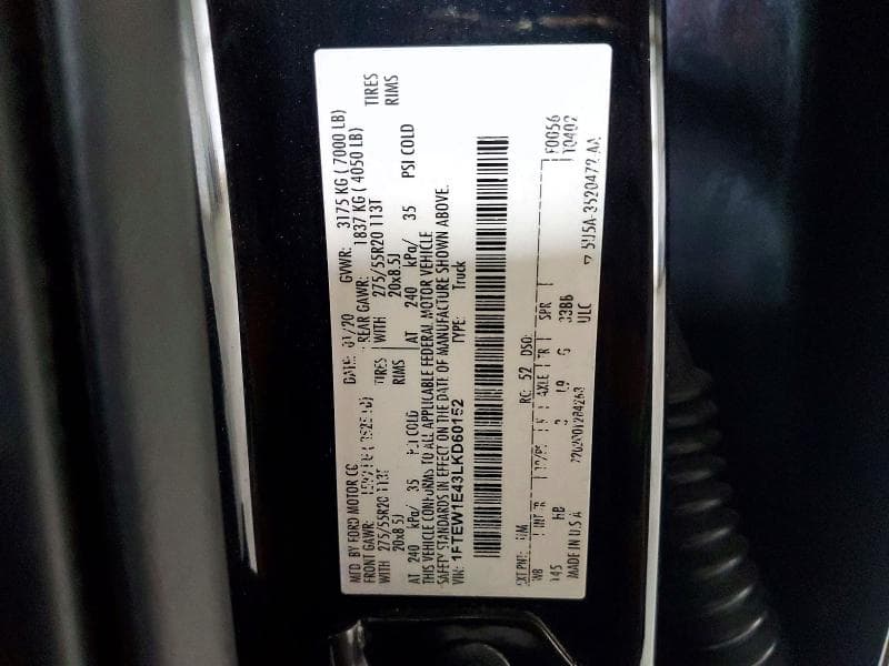2020 FORD F150 SUPERCREW 12