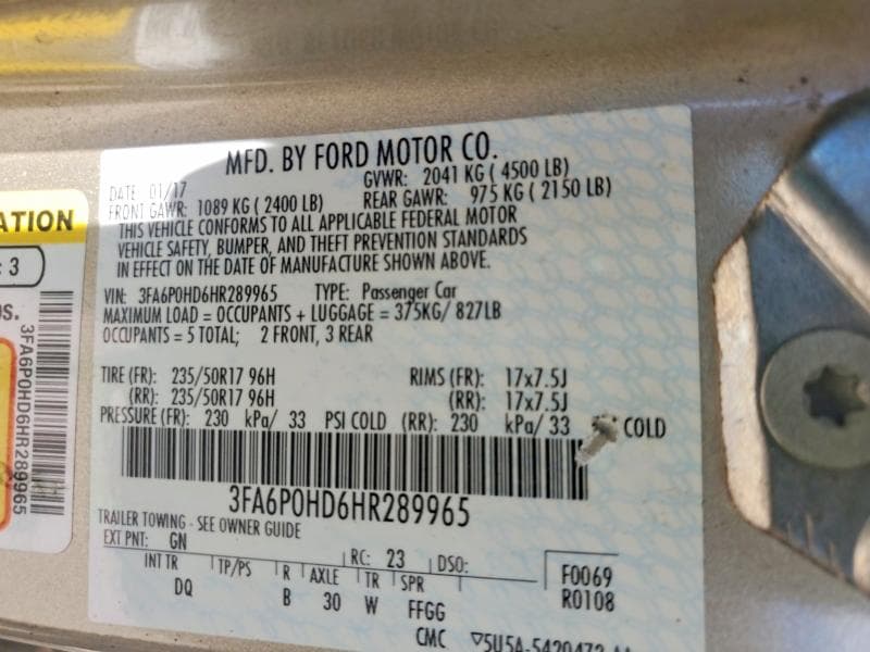 2017 FORD FUSION SE 12