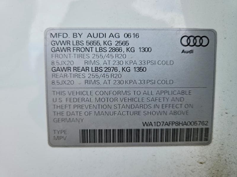 2017 AUDI Q5 PREMIUM PLUS S-LINE 12