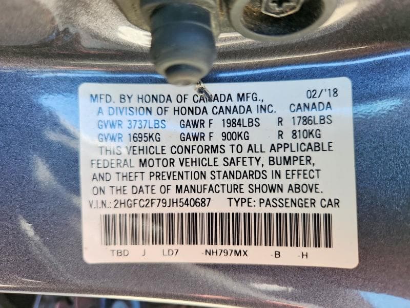 2018 HONDA CIVIC EX 12