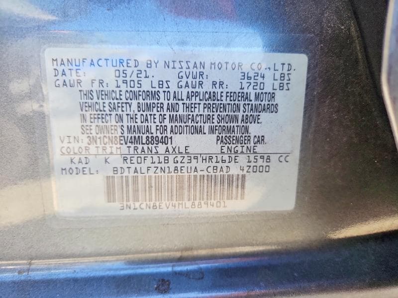 2021 NISSAN VERSA SV 12