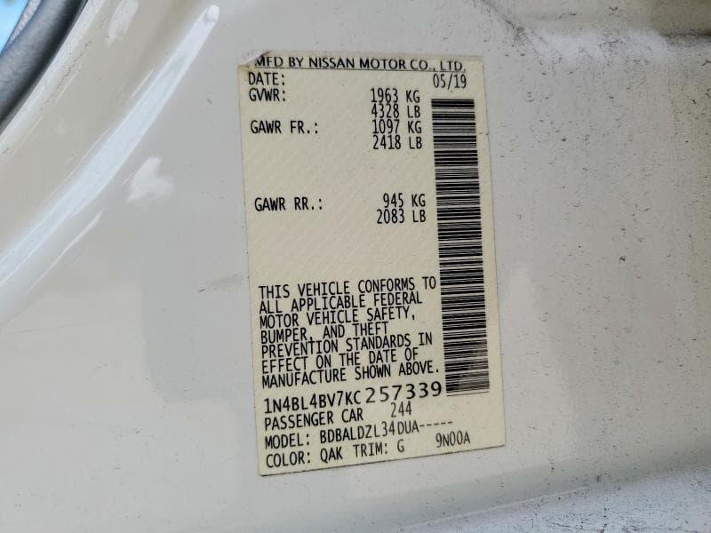 2019 NISSAN ALTIMA S 13