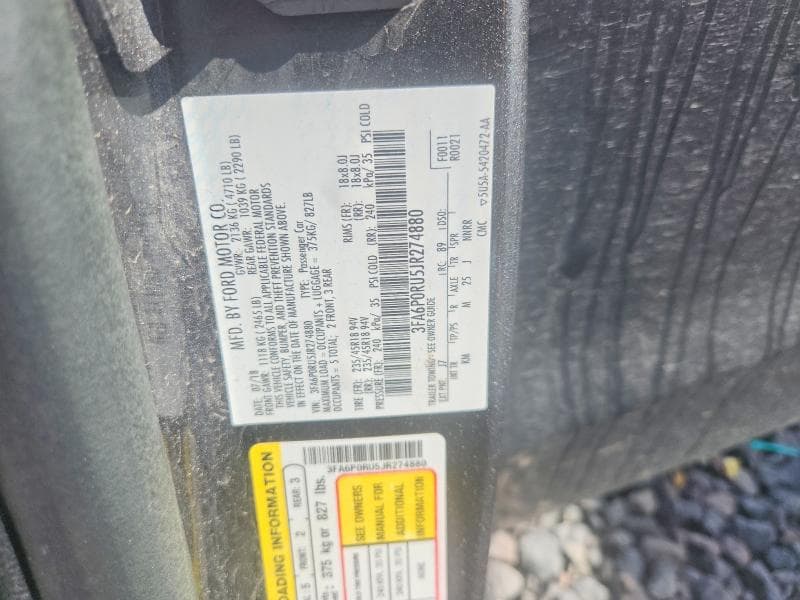 2018 FORD FUSION TITANIUM/PLATINUM HEV 12