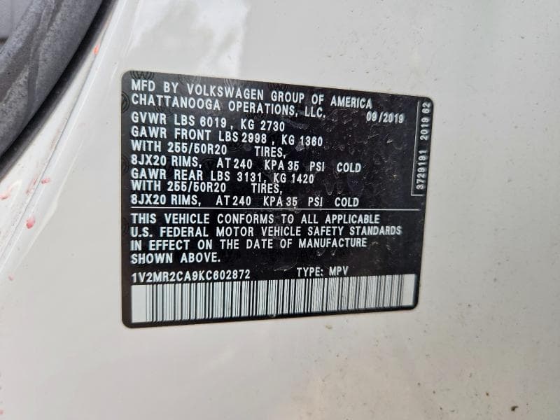 2019 VOLKSWAGEN ATLAS SEL SEL 13