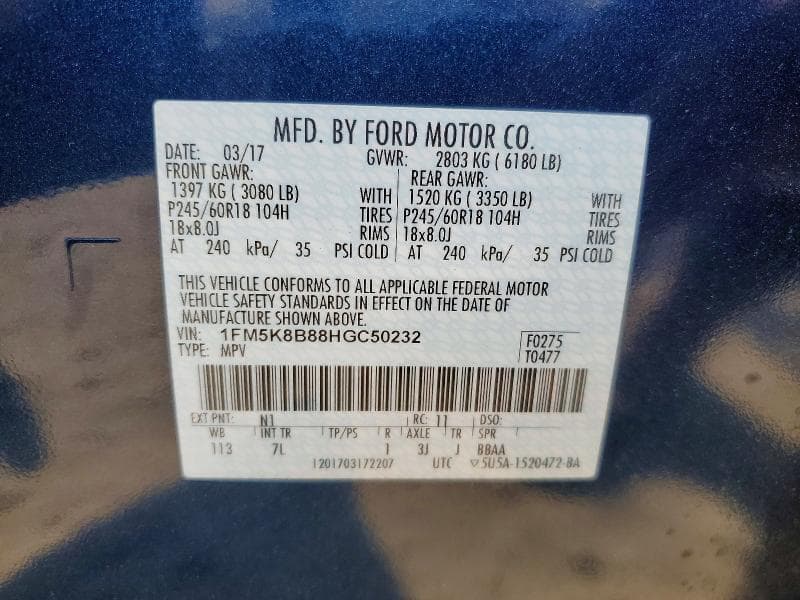 2017 FORD EXPLORER 13