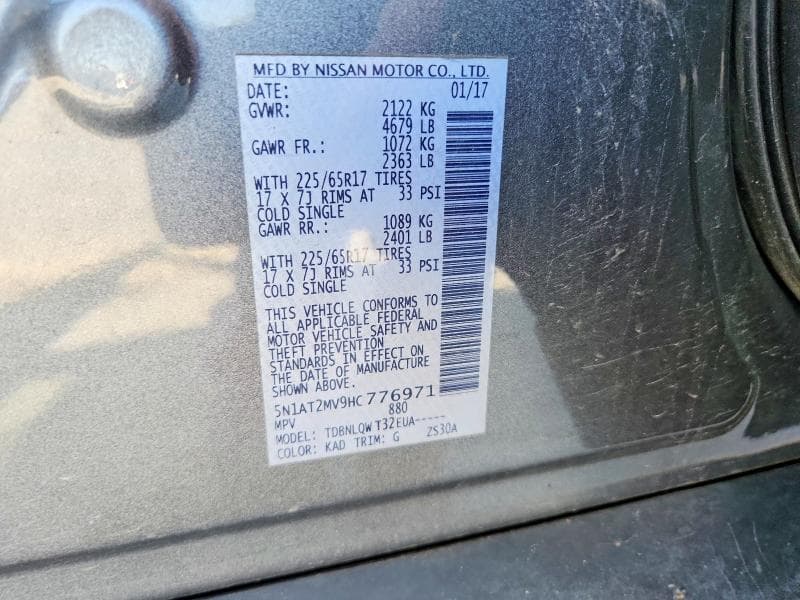 2017 NISSAN ROGUE SV 13