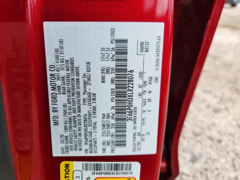 2020 FORD FUSION SE 12