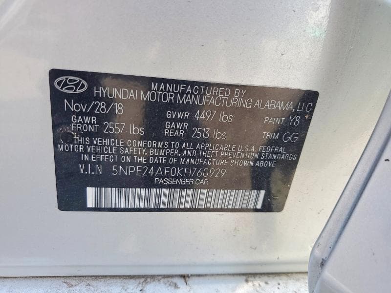 2019 HYUNDAI SONATA SE 12
