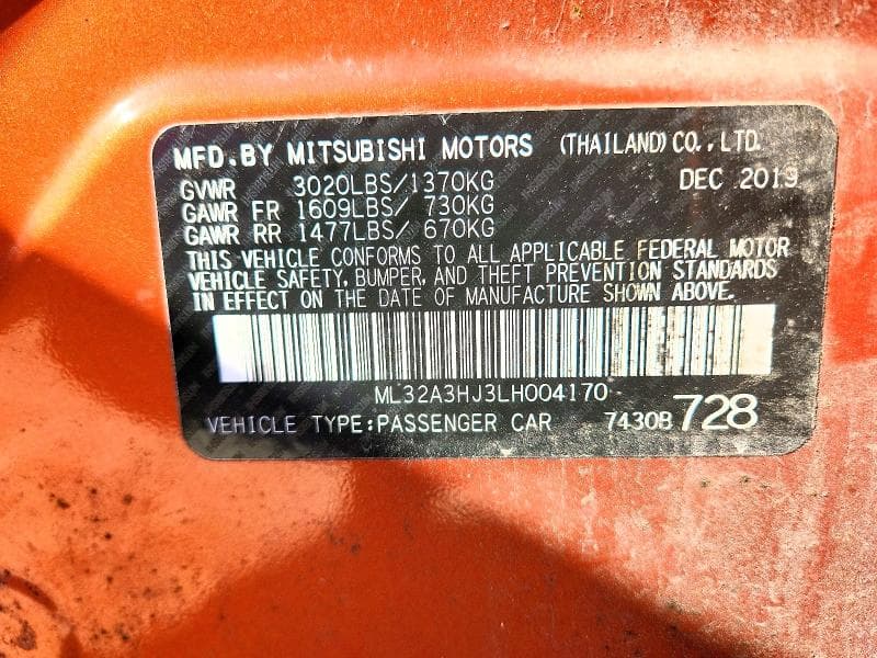 2020 MITSUBISHI MIRAGE ES 12