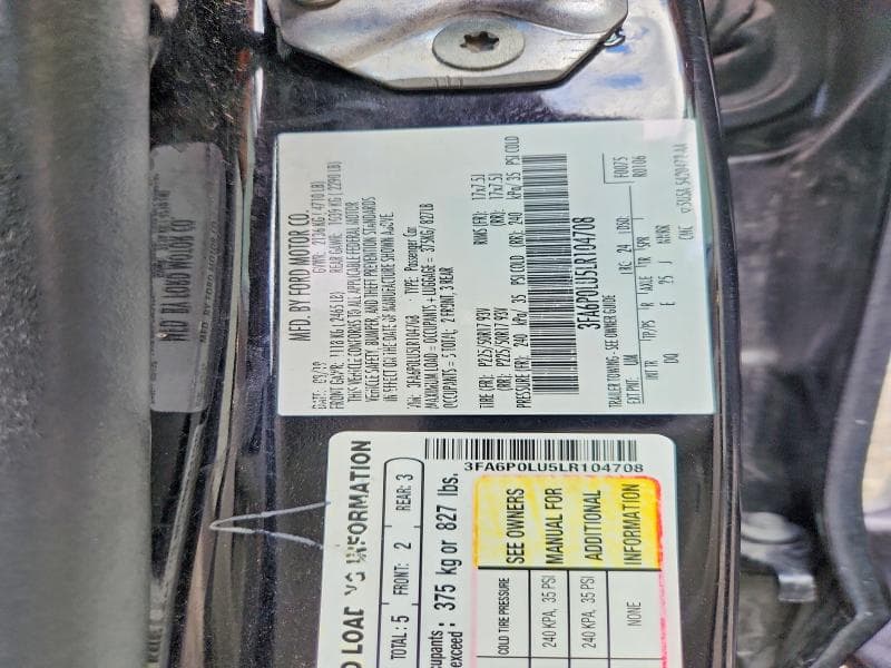 2020 FORD FUSION SE 12