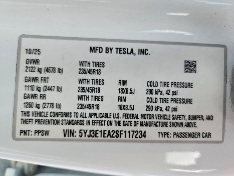2025 TESLA MODEL 3 13
