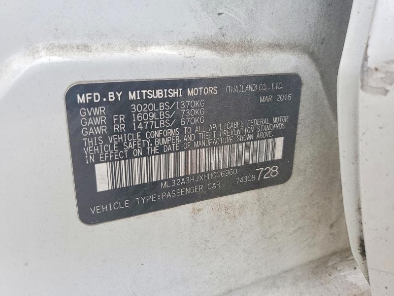 2017 MITSUBISHI MIRAGE ES 12
