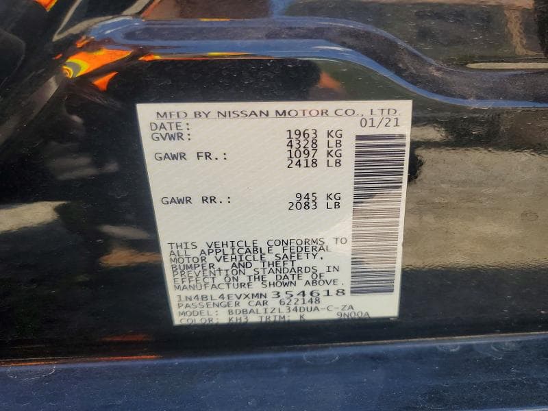 2021 NISSAN ALTIMA 12