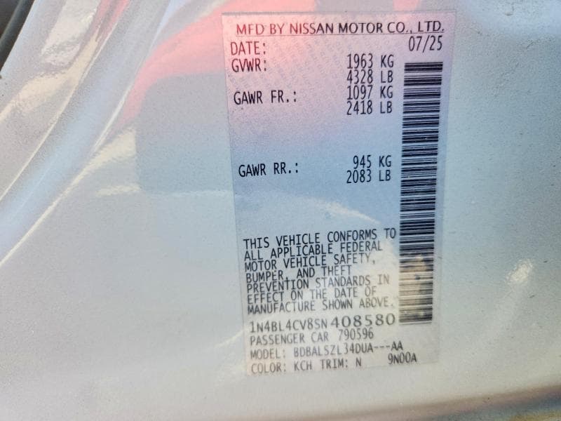 2025 NISSAN ALTIMA SR 12
