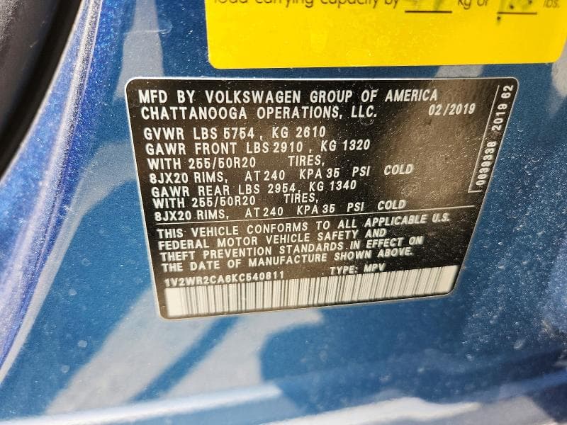 2019 VOLKSWAGEN ATLAS SE SE 13