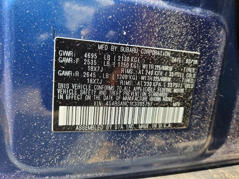 2019 SUBARU OUTBACK 2.5I LIMITED 12