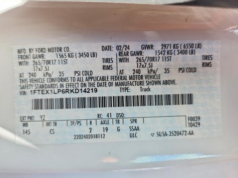 2024 FORD F150 XL 12