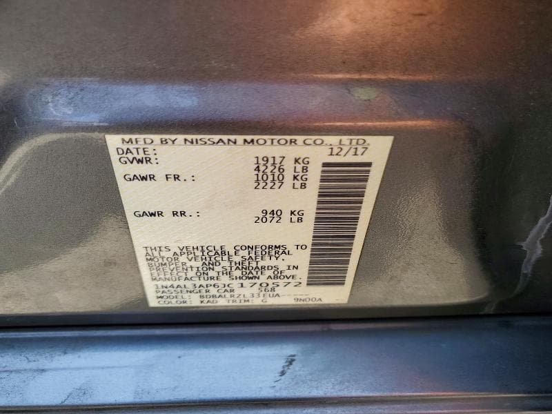 2018 NISSAN ALTIMA 2.5 SL 12