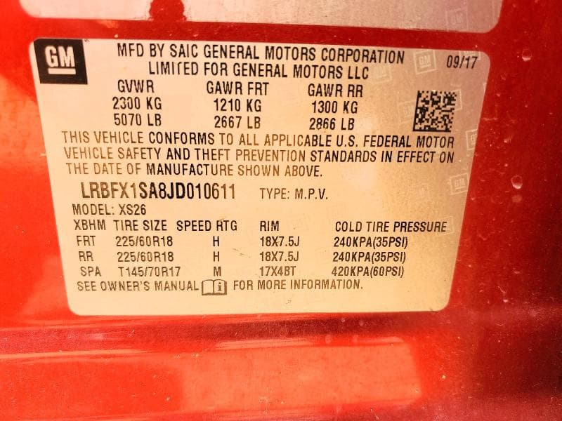 2018 BUICK ENVISION ESSENCE 12