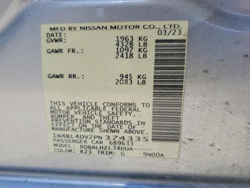 2023 NISSAN ALTIMA SV 12